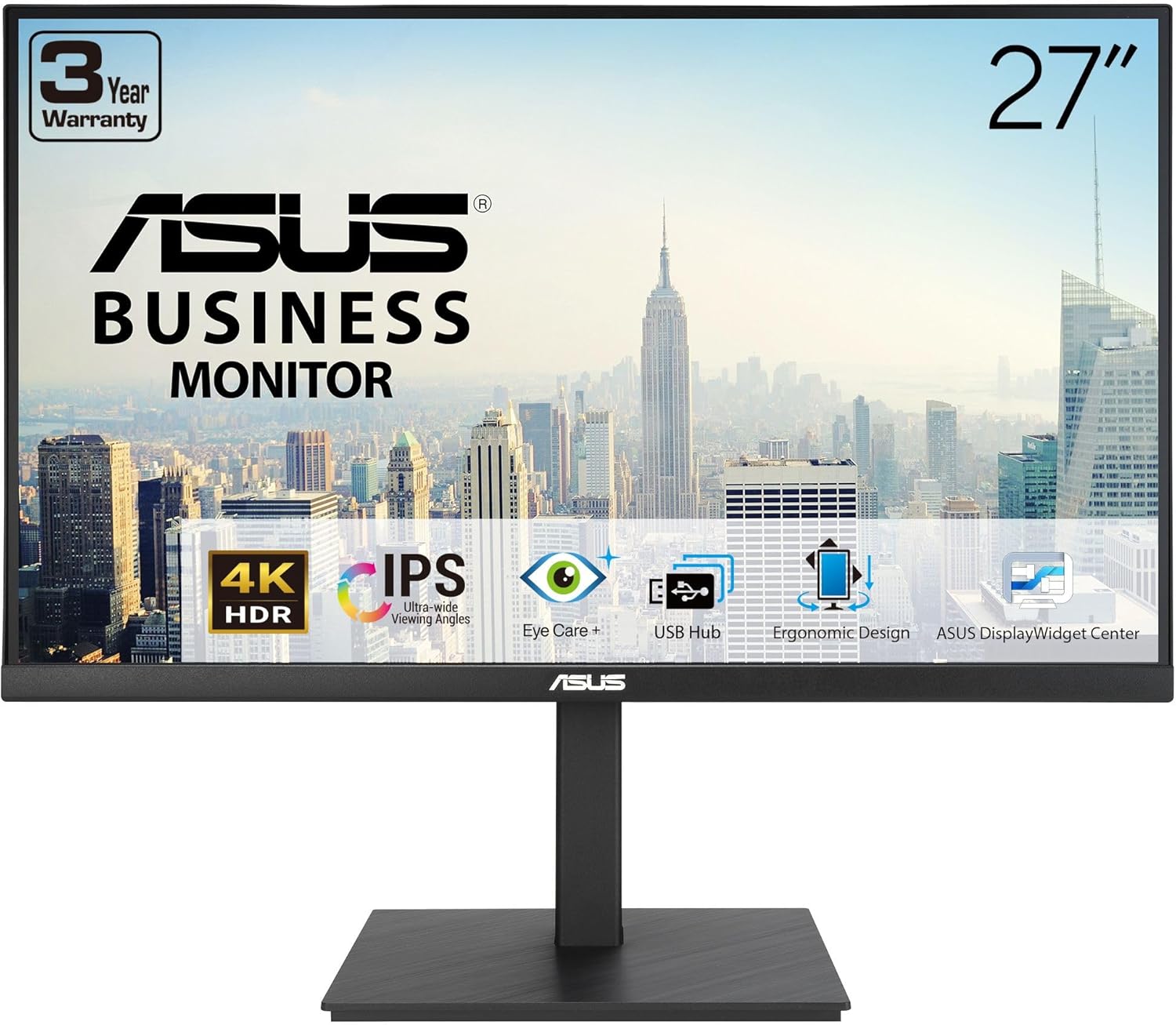 1_1753084440-2.jpg ASUS Monitor Business 27" 4K UHD 60Hz IPS Frameless USB Hub DP Dual-HDMI Speakers Full Ergonomic VA27UQSB - Image 1