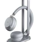 Yealink Headset Wireless Bluetooth NC with Retractablle Mic, B/T Dongle & Charging Stand BH72 Dual Teams Silver